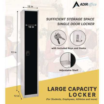 Steel Storage Locker, 1 Compartment, 12 x 12 x 72, Black