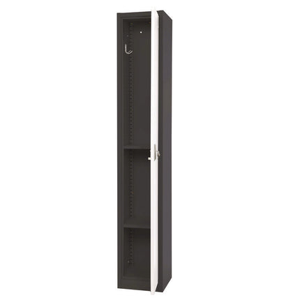 Steel Storage Locker, 1 Compartment, 12 x 12 x 72, Black Body/White Doors