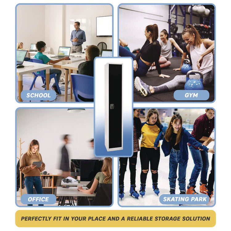 Steel Storage Locker, 1 Compartment, 12 x 12 x 72, Black