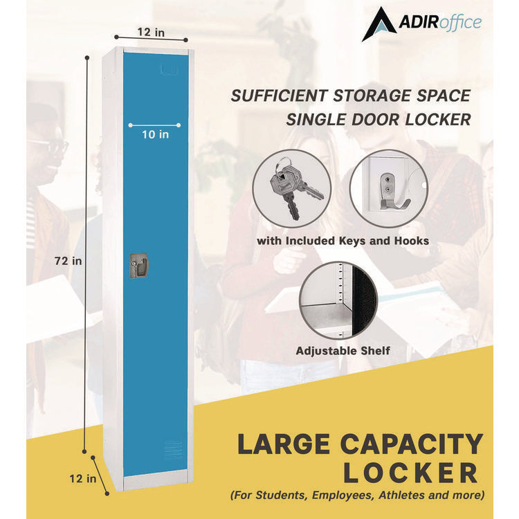 Steel Storage Locker, 1 Compartment, 12 x 12 x 72, Blue