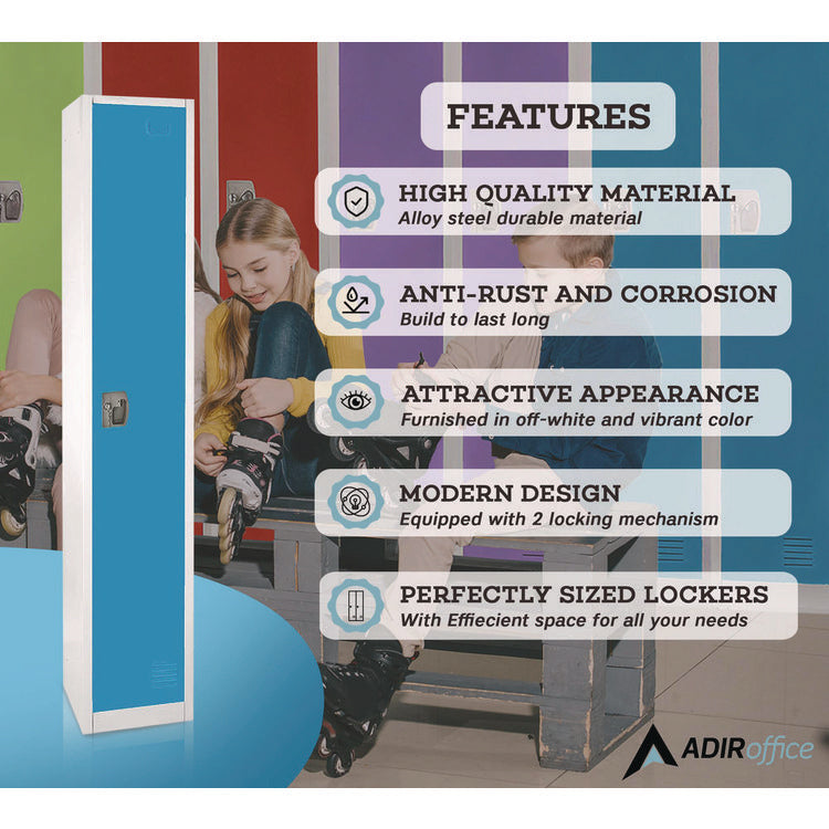 Steel Storage Locker, 1 Compartment, 12 x 12 x 72, Blue