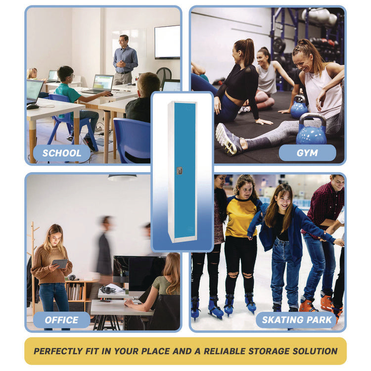 Steel Storage Locker, 1 Compartment, 12 x 12 x 72, Blue