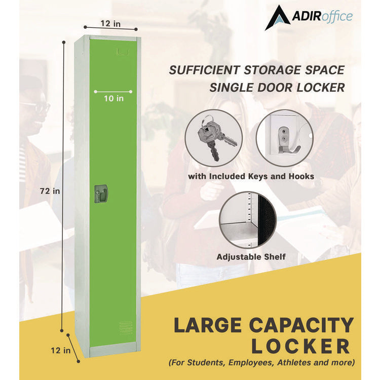 Steel Storage Locker, 1 Compartment, 12 x 12 x 72, Green