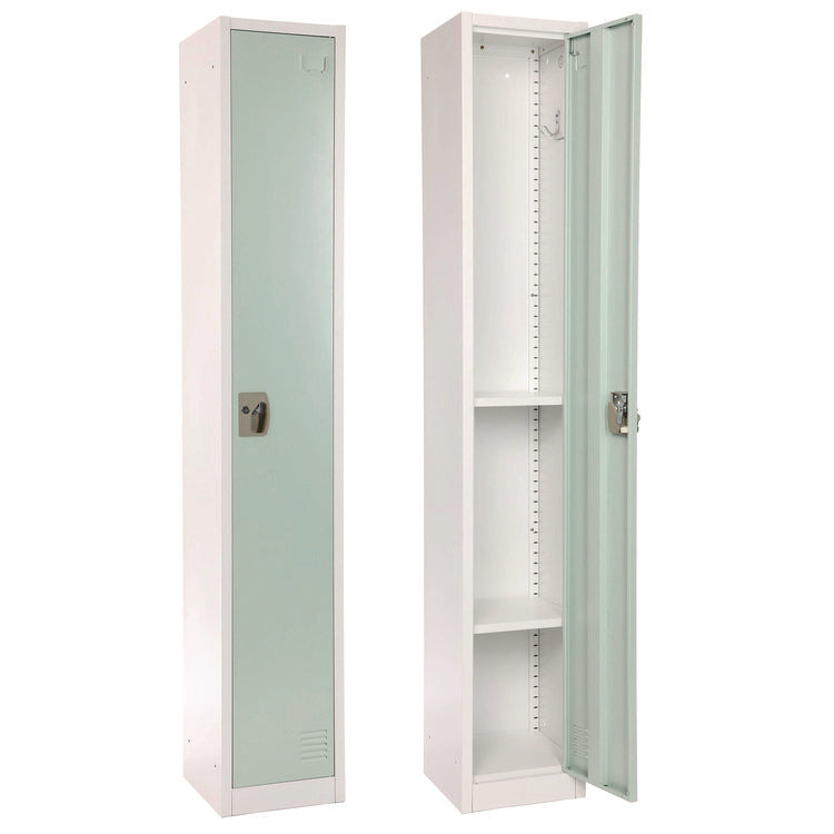 Steel Storage Locker, 1 Compartment, 12 x 12 x 72, Misty Green
