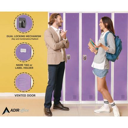 Steel Storage Locker, 1 Compartment, 12 x 12 x 72, Purple