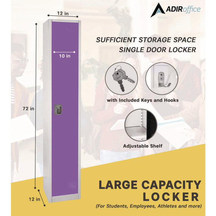 Steel Storage Locker, 1 Compartment, 12 x 12 x 72, Purple