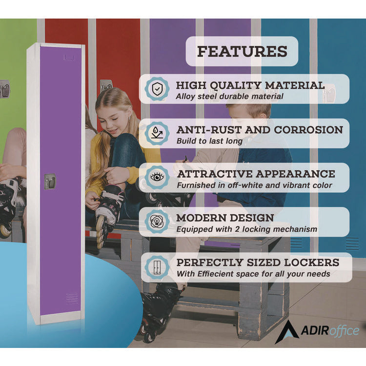 Steel Storage Locker, 1 Compartment, 12 x 12 x 72, Purple