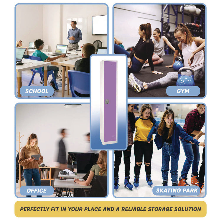 Steel Storage Locker, 1 Compartment, 12 x 12 x 72, Purple