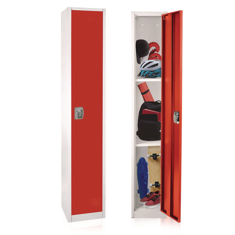 Steel Storage Locker, 1 Compartment, 12 x 12 x 72, Red