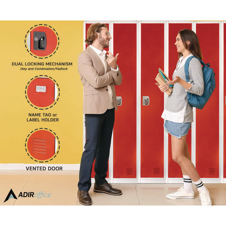 Steel Storage Locker, 1 Compartment, 12 x 12 x 72, Red
