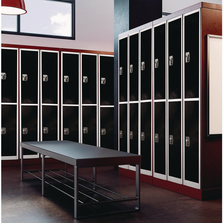 Steel Storage Locker, 2 Compartment, 12 x 12 x 72, Black