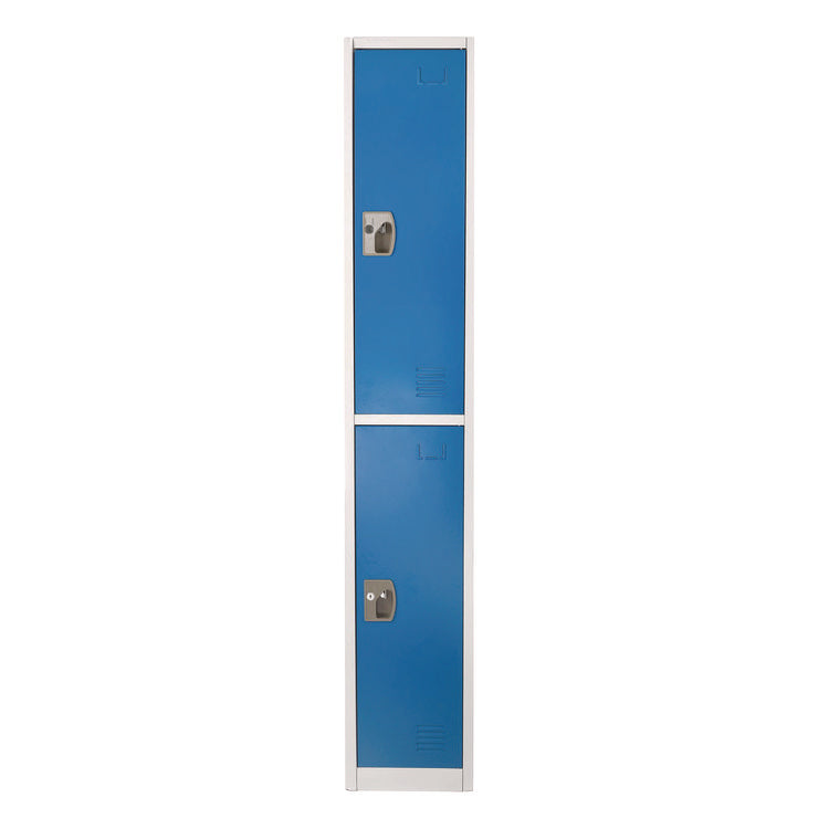 Steel Storage Locker, 2 Compartment, 12 x 12 x 72, Blue