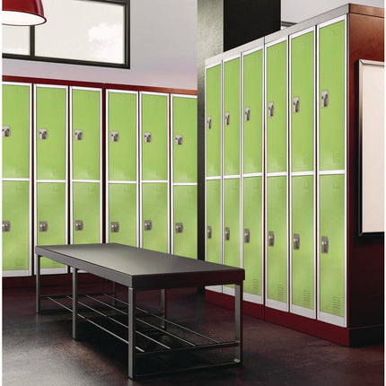 Steel Storage Locker, 2 Compartment, 12 x 12 x 72, Green
