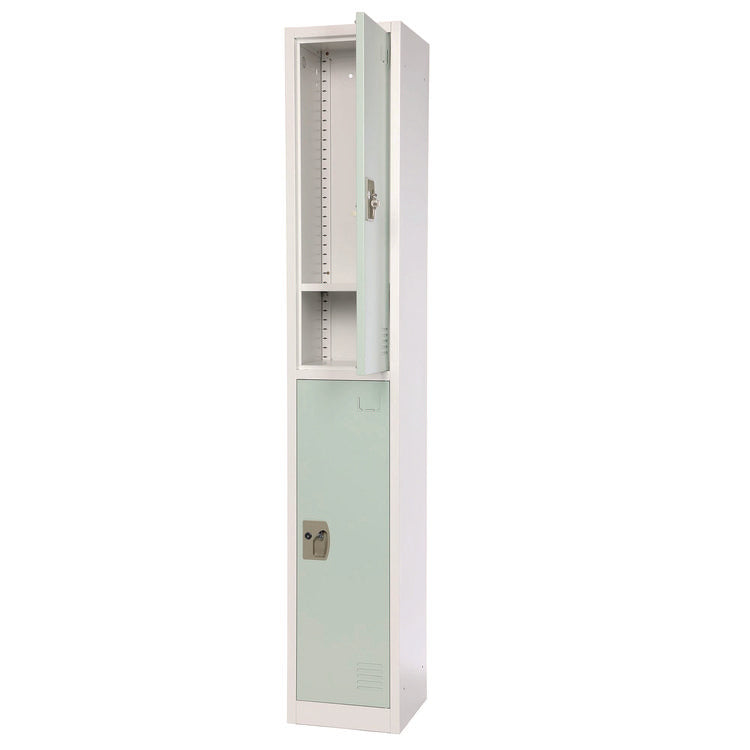 Steel Storage Locker, 2 Compartment, 12 x 12 x 72, Misty Green