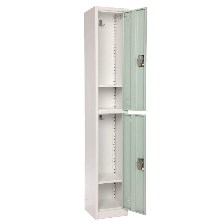 Steel Storage Locker, 2 Compartment, 12 x 12 x 72, Misty Green