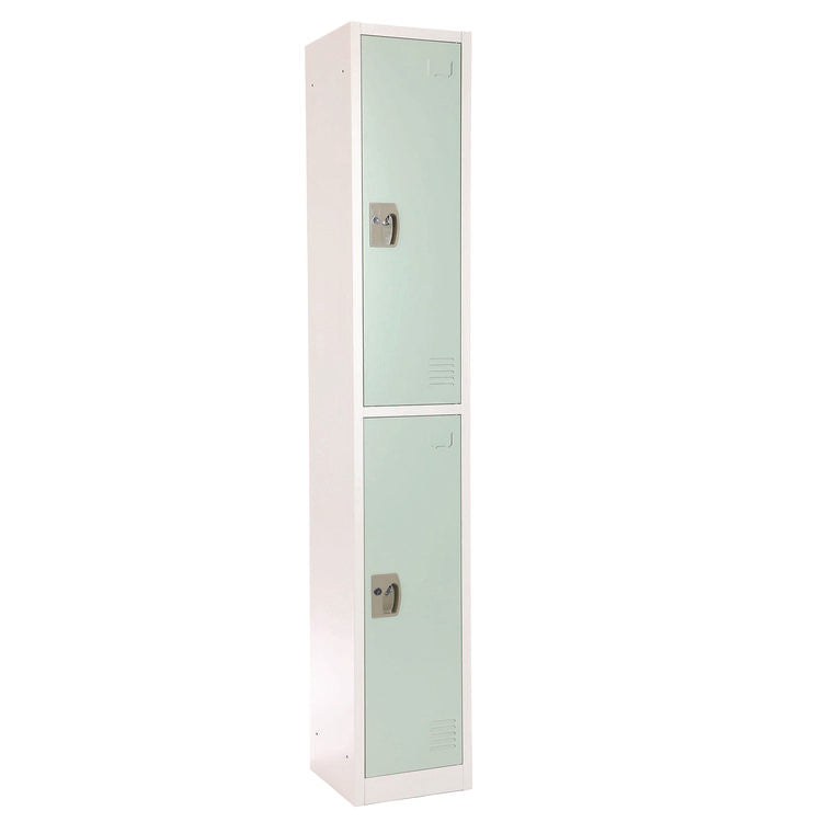 Steel Storage Locker, 2 Compartment, 12 x 12 x 72, Misty Green