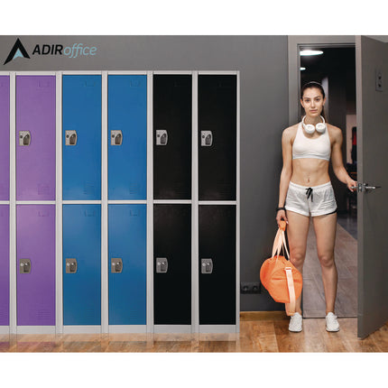Steel Storage Locker, 2 Compartment, 12 x 12 x 72, Purple