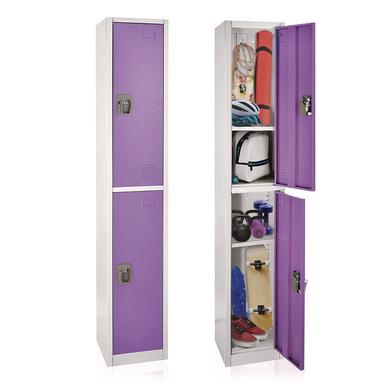 Steel Storage Locker, 2 Compartment, 12 x 12 x 72, Purple