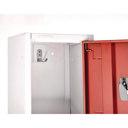 Steel Storage Locker, 2 Compartment, 12 x 12 x 72, Red