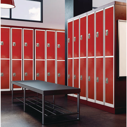 Steel Storage Locker, 2 Compartment, 12 x 12 x 72, Red