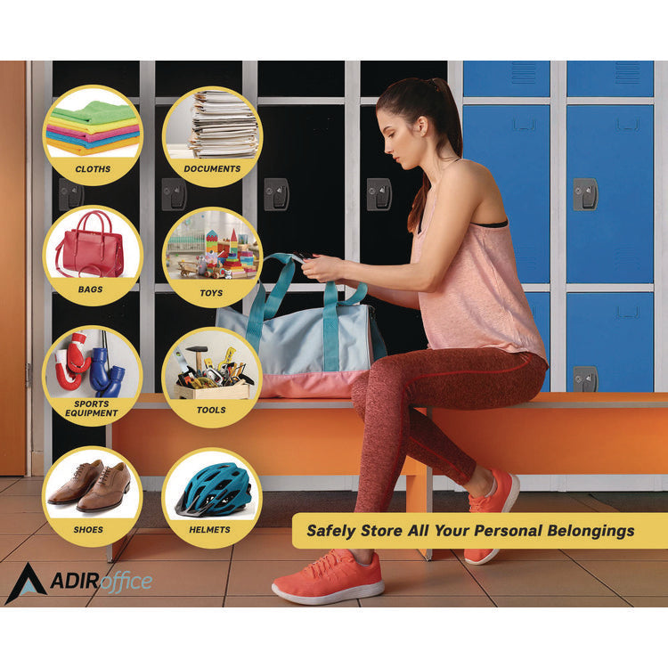 Steel Storage Locker, 3 Compartment, 12 x 12 x 72, Blue