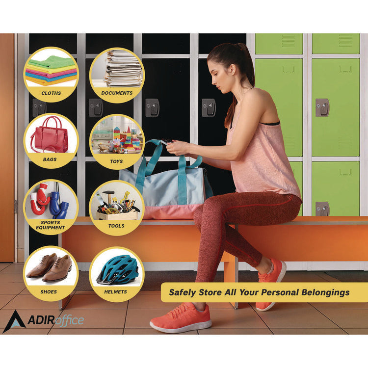 Steel Storage Locker, 3 Compartment, 12 x 12 x 72, Green