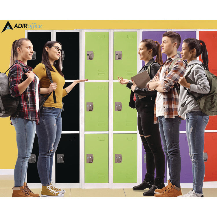 Steel Storage Locker, 3 Compartment, 12 x 12 x 72, Green