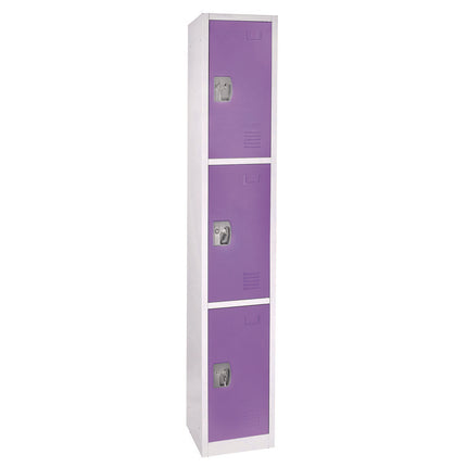 Steel Storage Locker, 3 Compartment, 12 x 12 x 72, Purple