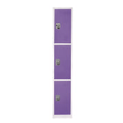 Steel Storage Locker, 3 Compartment, 12 x 12 x 72, Purple