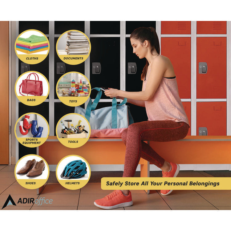 Steel Storage Locker, 3 Compartment, 12 x 12 x 72, Red