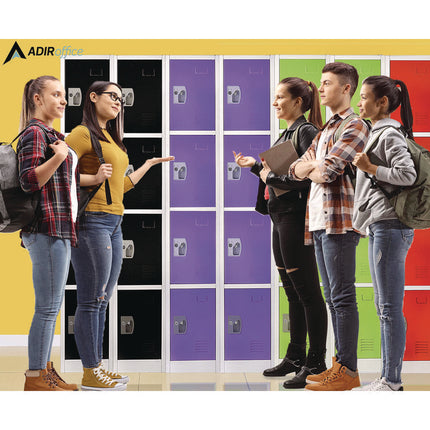 Steel Storage Locker, 4 Compartment, 12 x 12 x 72, Purple