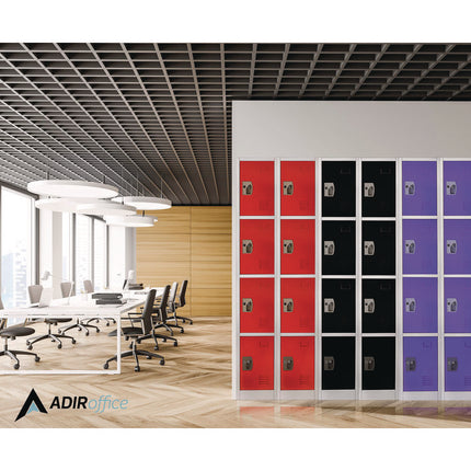Steel Storage Locker, 4 Compartment, 12 x 12 x 72, Purple