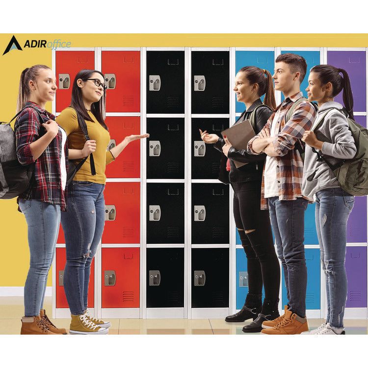 Steel Storage Locker, 4 Compartment, 12 x 12 x 72, Black