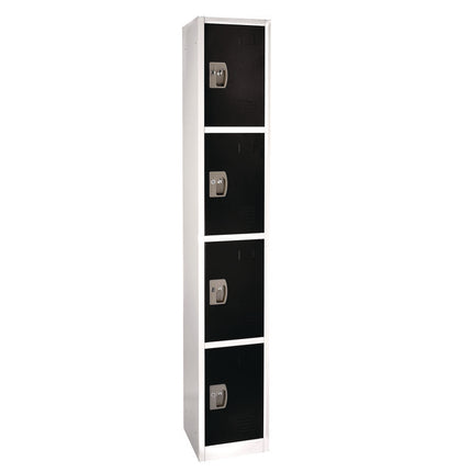 Steel Storage Locker, 4 Compartment, 12 x 12 x 72, Black