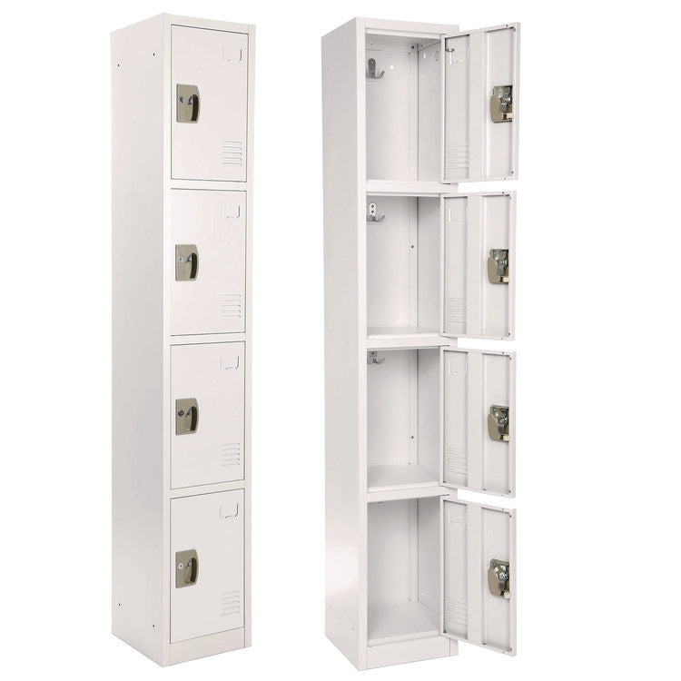 Steel Storage Locker, 4 Compartment, 12 x 12 x 72, White