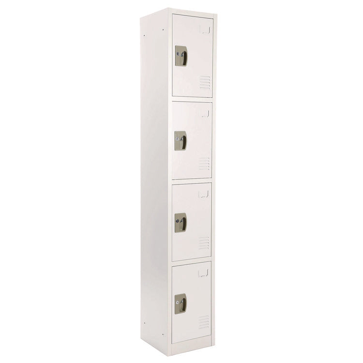 Steel Storage Locker, 4 Compartment, 12 x 12 x 72, White