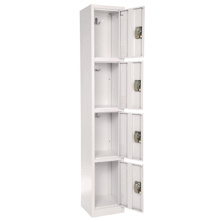 Steel Storage Locker, 4 Compartment, 12 x 12 x 72, White