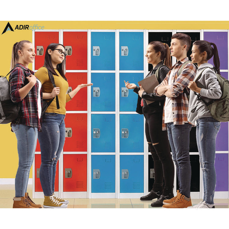 Steel Storage Locker, 4 Compartment, 12 x 12 x 72, Blue