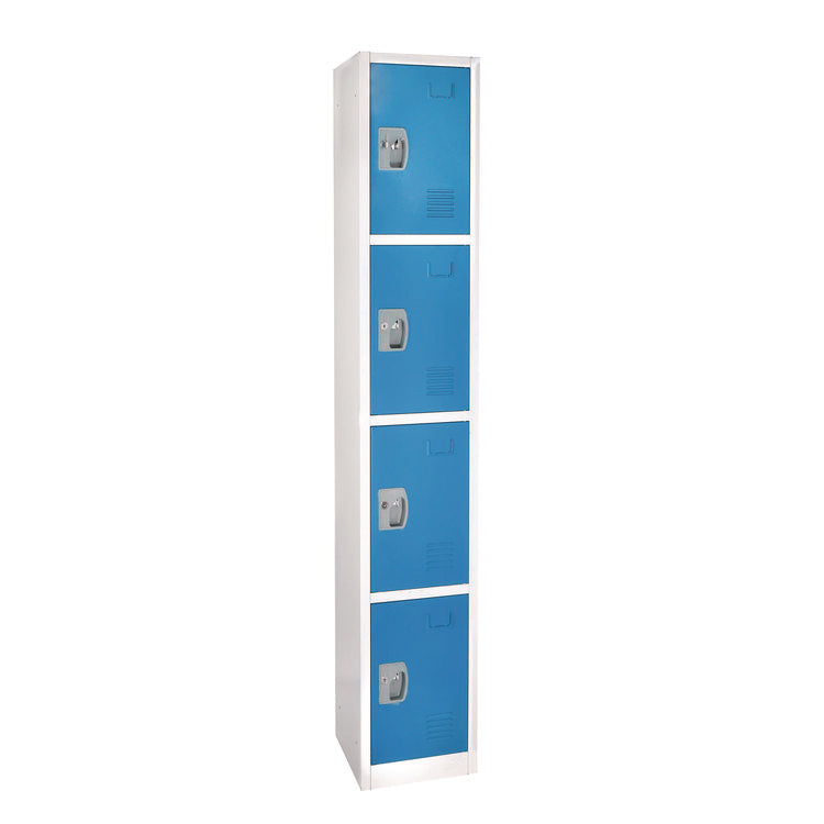 Steel Storage Locker, 4 Compartment, 12 x 12 x 72, Blue