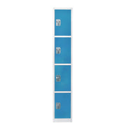 Steel Storage Locker, 4 Compartment, 12 x 12 x 72, Blue