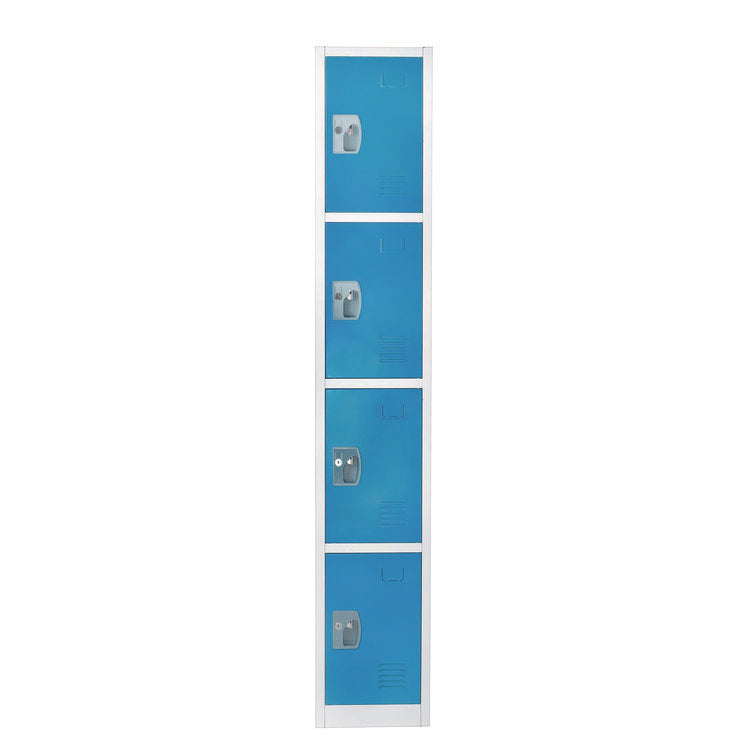 Steel Storage Locker, 4 Compartment, 12 x 12 x 72, Blue