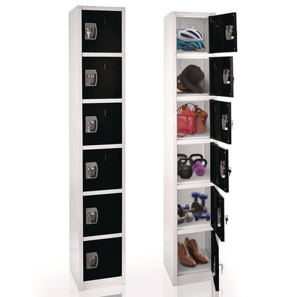 Steel Storage Locker, 6 Compartment, 12 x 12 x 72, Black