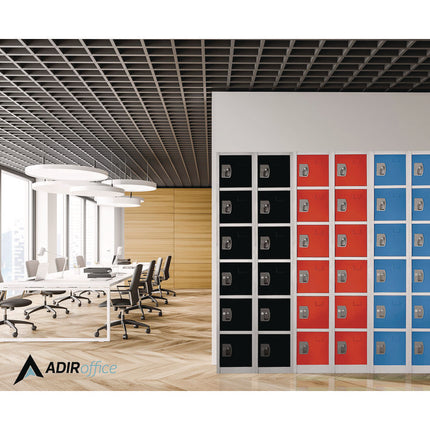 Steel Storage Locker, 6 Compartment, 12 x 12 x 72, Black