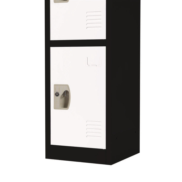 Steel Storage Locker, 4 Compartment, 12 x 12 x 72, Black Body/White Doors