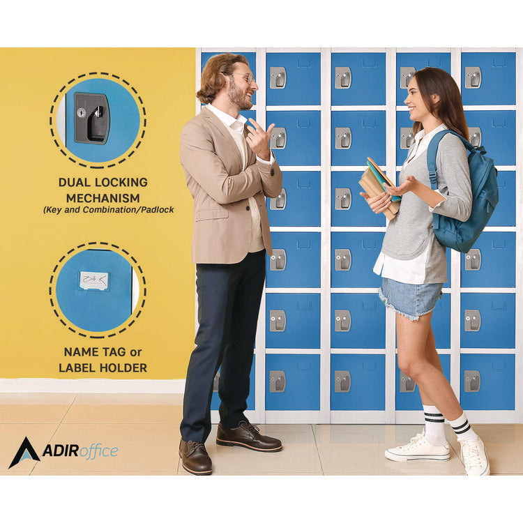 Steel Storage Locker, 6 Compartment, 12 x 12 x 72, Blue