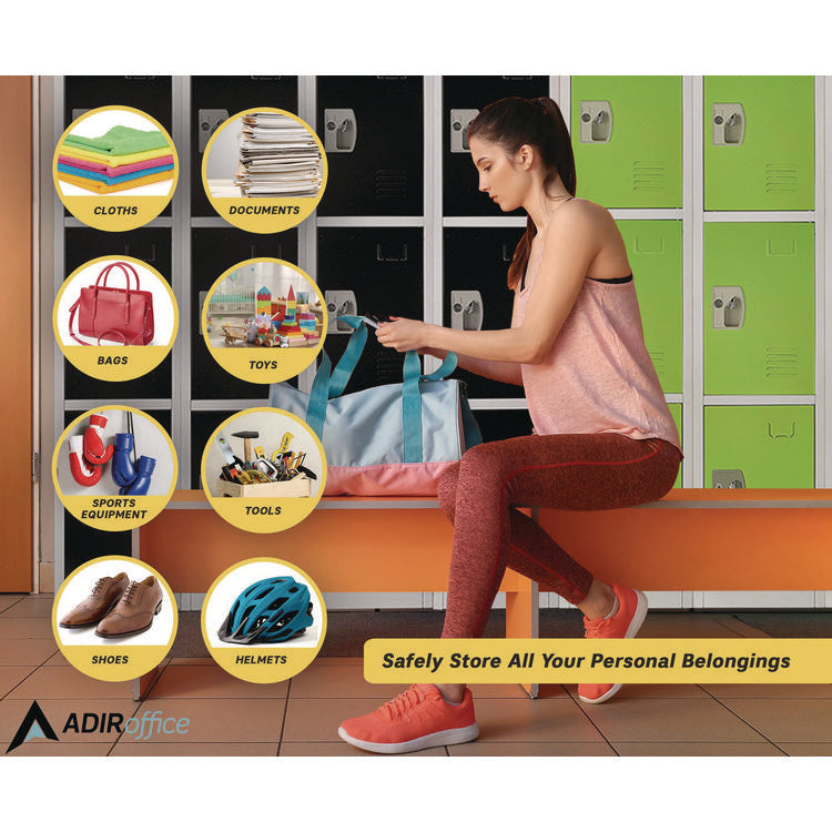 Steel Storage Locker, 4 Compartment, 12 x 12 x 72, Green