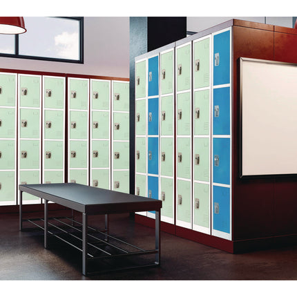 Steel Storage Locker, 4 Compartment, 12 x 12 x 72, Misty Green