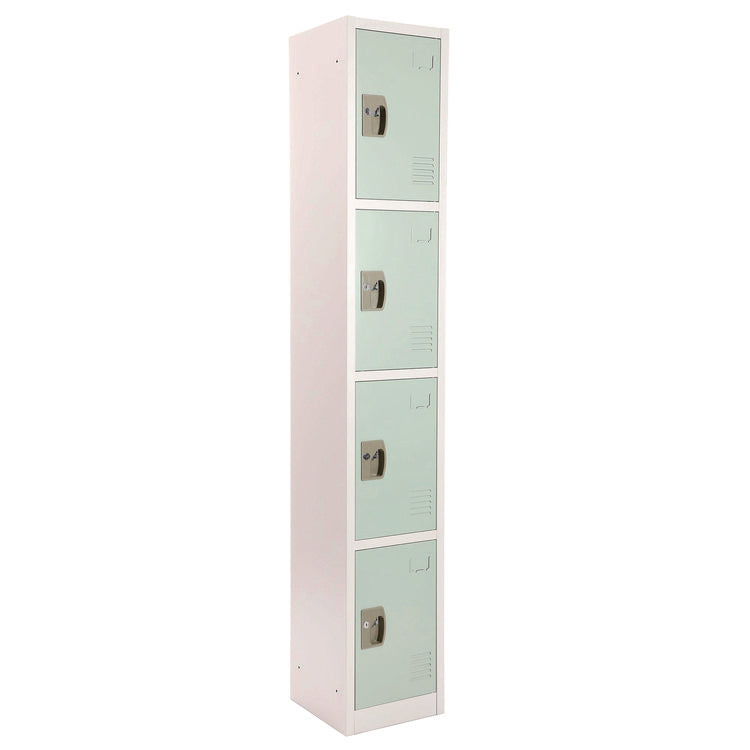 Steel Storage Locker, 4 Compartment, 12 x 12 x 72, Misty Green