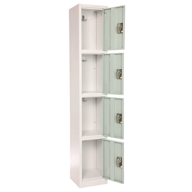 Steel Storage Locker, 4 Compartment, 12 x 12 x 72, Misty Green