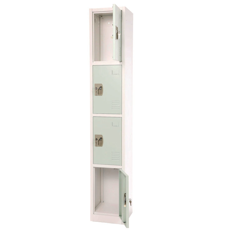 Steel Storage Locker, 4 Compartment, 12 x 12 x 72, Misty Green